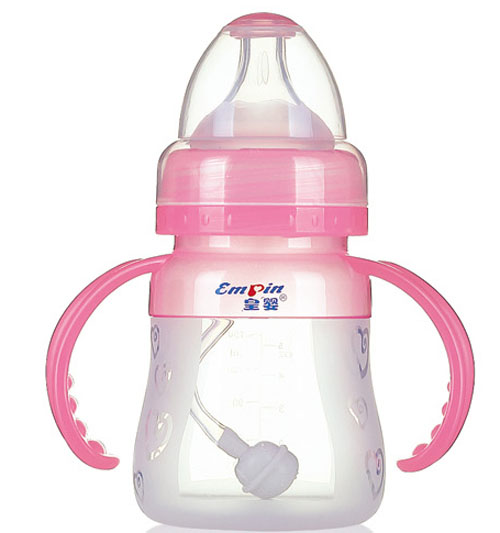皇嬰寬口硅膠自動奶瓶150ml粉色