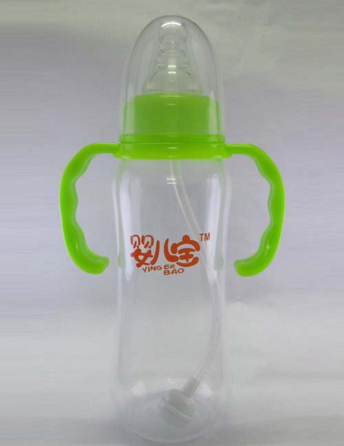 yinge寶250ML標(biāo)口徑弧形自動(dòng)手柄奶瓶綠色