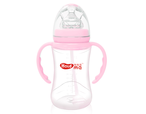 抱抱我寬口徑300ml花形帶柄自動(dòng)PP奶瓶