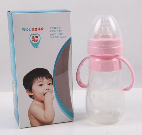 斯凱爾鉑金硅膠奶瓶粉色
