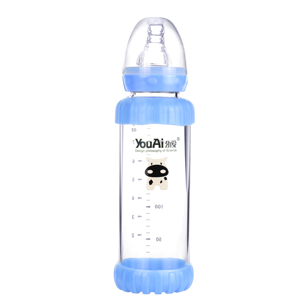 幼愛防摔感溫晶鉆玻璃標(biāo)口奶瓶240ml
