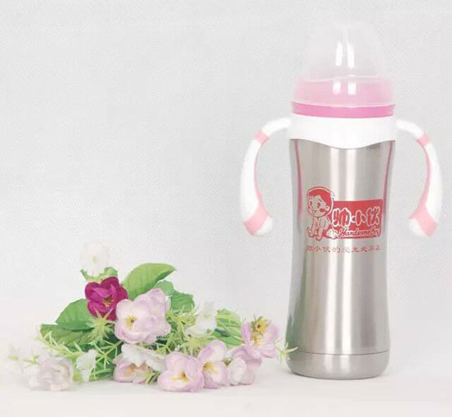 帥小伙不銹鋼保溫奶瓶220ml粉色