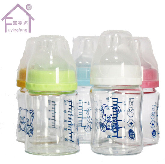富嬰坊高硼硅寬口150mL玻璃奶瓶多色