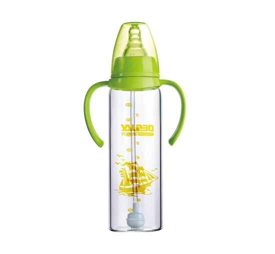 優(yōu)樂(lè)寶標(biāo)口徑有柄自動(dòng)晶鉆玻璃奶瓶240ML(Y)
