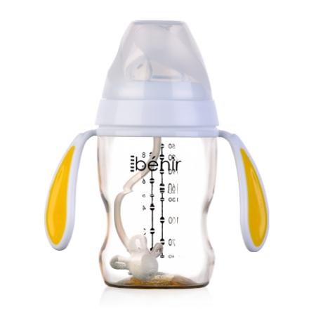 清素250ml寬口自動PPSU奶瓶配變流量奶嘴-黃色