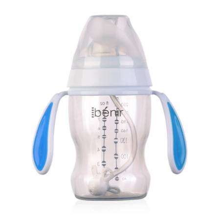 清素250ml寬口自動PP奶瓶配變流量奶嘴-藍(lán)色