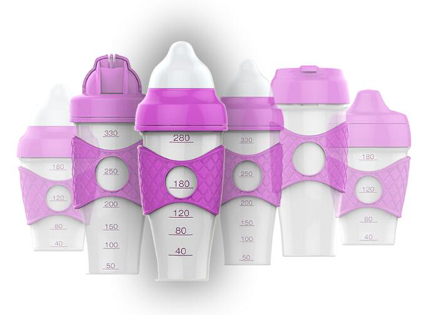 綠糖生活紫色水晶奶瓶280ml