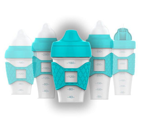 綠糖生活藍色水晶奶瓶180ml