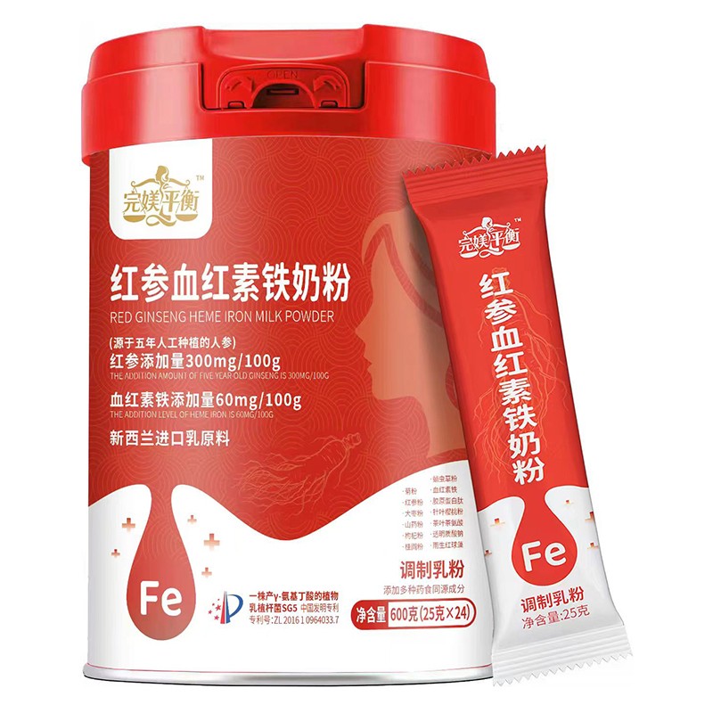 完媄平衡紅參血紅素鐵奶粉