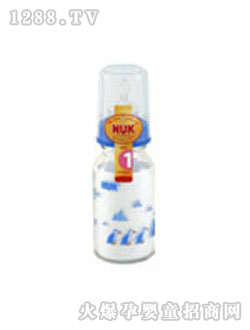 NUK耐高溫玻璃彩色奶瓶125ML(帶1號仿真通氣奶嘴)