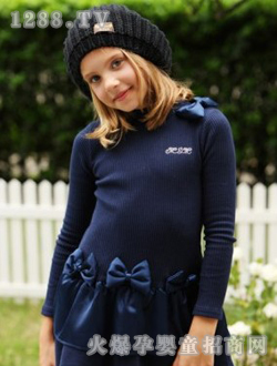 公主感唯美藍(lán)色針織連衣裙