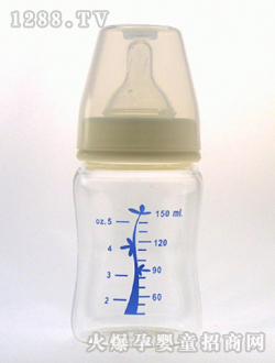 寬口晶鉆玻璃奶瓶150mL藍(lán)樹(shù)