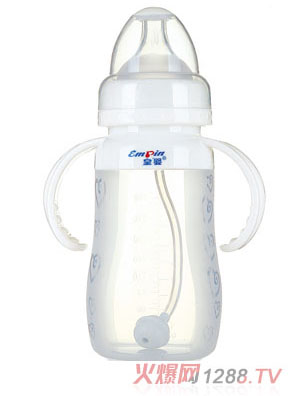 皇嬰寬口硅膠自動(dòng)奶瓶240ml白色