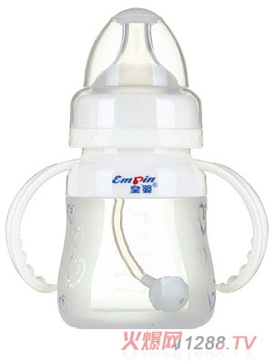 皇嬰寬口硅膠自動(dòng)奶瓶150ml白色