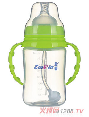 皇嬰寬口PP調弧自動小奶瓶240m綠色