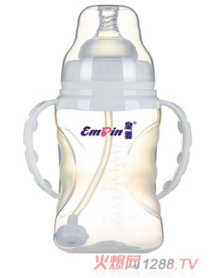 皇嬰寬口PP適指自動小奶瓶150ml白色