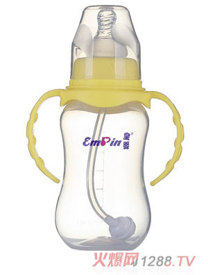 皇嬰標口PP圓弧自動小奶瓶180ml黃色