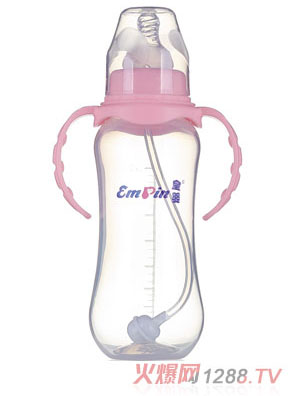 皇嬰標口PP適指圓弧大奶瓶240ml粉色
