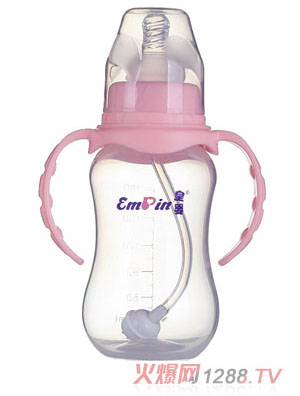 皇嬰標口PP圓弧自動小奶瓶180ml粉色