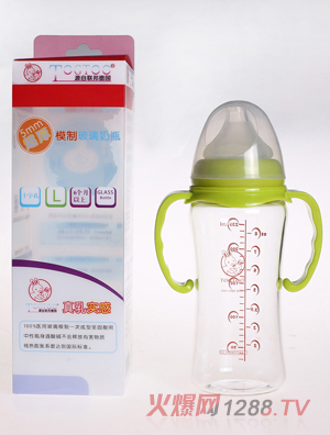 淘氣兔寬口徑玻璃奶瓶綠色