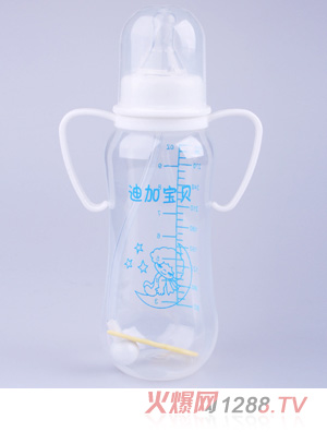 迪加寶貝pp帶柄圓弧自動白色大奶瓶