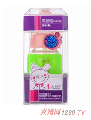 矽利康無手柄標口玻璃奶瓶90ml