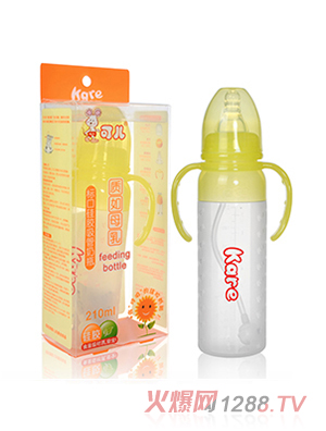 可兒KR-1052標口手把吸管硅膠奶瓶210ml
