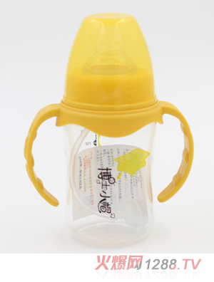 博士小帽PP有柄自然親子寬口自動(dòng)奶瓶180ml黃色