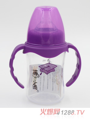 博士小帽PP有柄自然親子寬口奶瓶180ml紫色