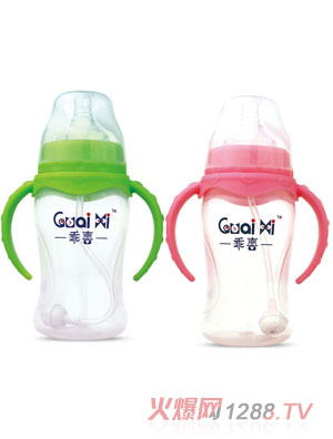 乖喜寬口弧形PP有耳自動(dòng)保鮮奶瓶240ML G0062