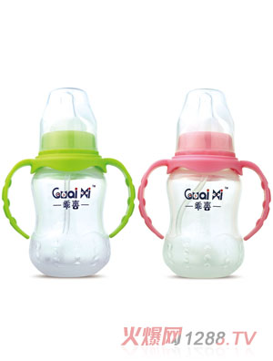 乖喜標(biāo)口弧形PP自動(dòng)有耳仿生奶瓶 180ML G0058