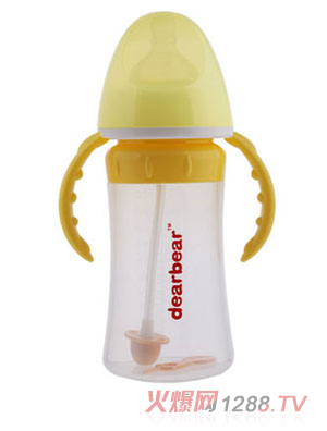 親親貝貝寬口硅膠奶瓶230ml+自動吸管+握把
