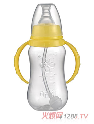 愛普麗標(biāo)口弧形PP奶瓶120ml黃色