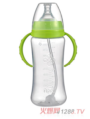 愛普麗寬口弧形PP奶瓶280ml綠色