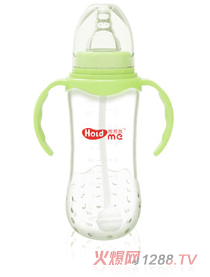 抱抱我標口徑300ml草莓形帶柄自動PP奶瓶