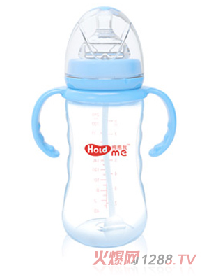 抱抱我寬口徑350ml手指易握形帶柄自動PP奶瓶