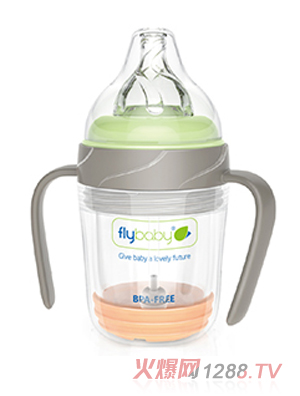 飛樂比寬口PP樂護套雙柄玻璃小奶瓶120ml