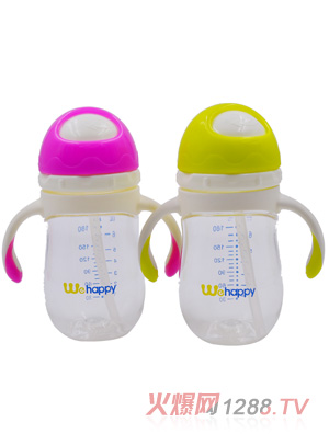 喂嗨皮210ml旋轉蘑菇頭PA學飲杯紅色綠色