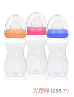 愛弗圖西280ML寬口徑PP奶瓶（橙色、玫紅、藍(lán)色）