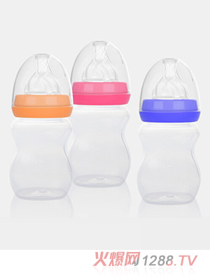 愛弗圖西200ML寬口徑PP奶瓶（橙色、玫紅、藍(lán)色）