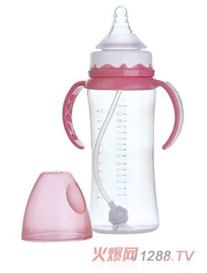 功夫?qū)氊怭P寬口自動大奶瓶紅色