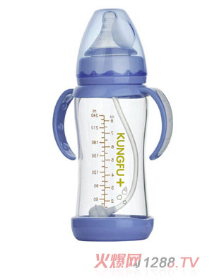 功夫?qū)氊惥с@玻璃寬口防摔自動大奶瓶