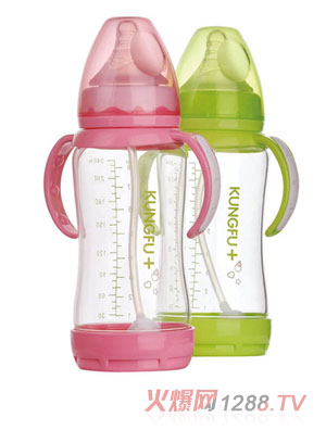 功夫?qū)氊惥с@玻璃寬口徑防脹氣自動奶瓶