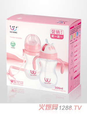 UU·KINGPP奶瓶300ml+PP水壺300ml紅色套裝包裝盒