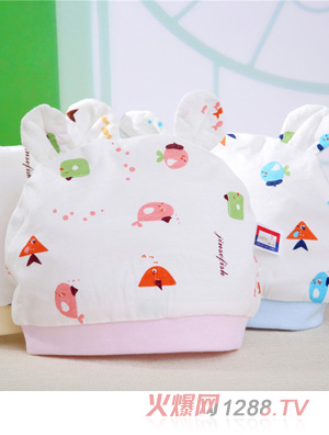 金色小魚(yú)單面蘆薈纖維雙耳帽