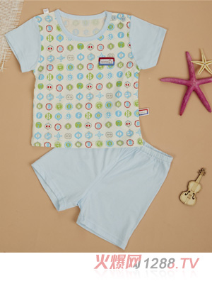 金色小魚純棉素色單面數(shù)字短袖肩開套