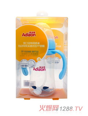 愛迪熊300寬口徑有耳感溫自動(dòng)母乳實(shí)感仿生PP奶瓶