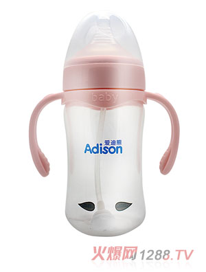 愛迪熊300寬口徑有耳感溫自動(dòng)母乳實(shí)感仿生PP奶瓶