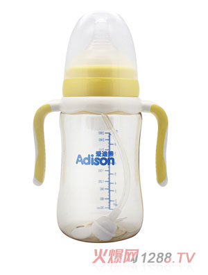 愛迪熊260ml寬口有耳自動(dòng)PPSU仿生奶瓶