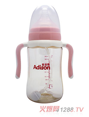 愛迪熊260ml寬口有耳自動(dòng)PPSU仿生奶瓶